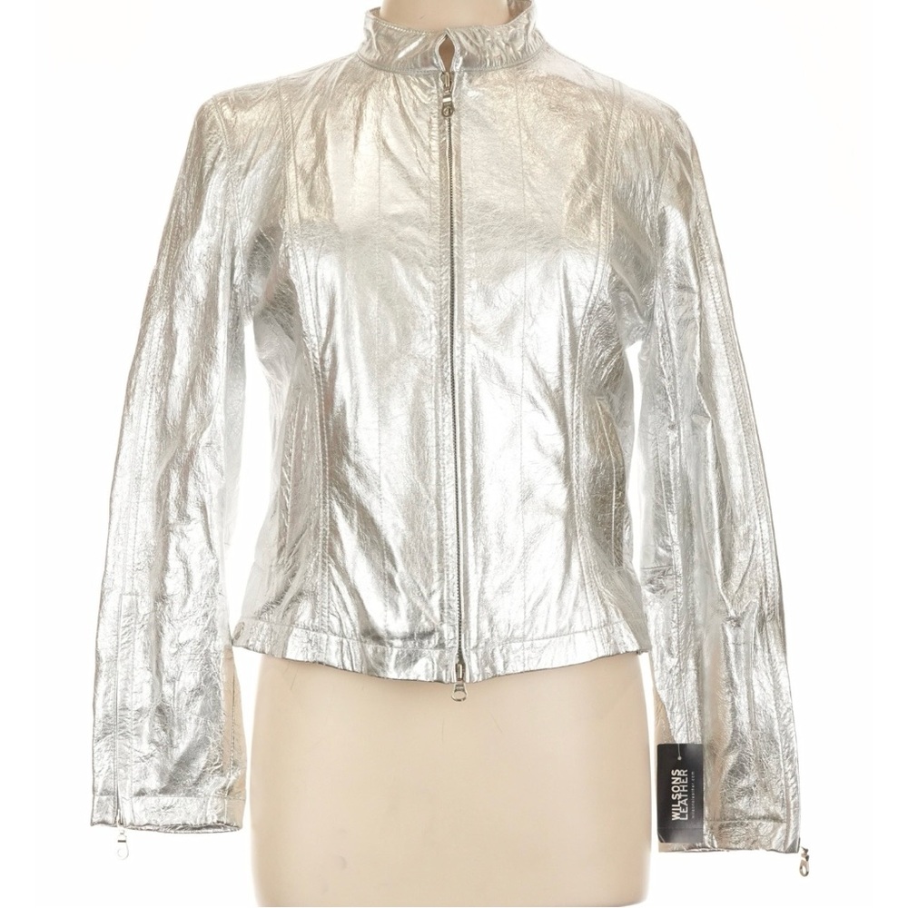 Wilsons Leather NWT Maxima Silver Leather Jacket L